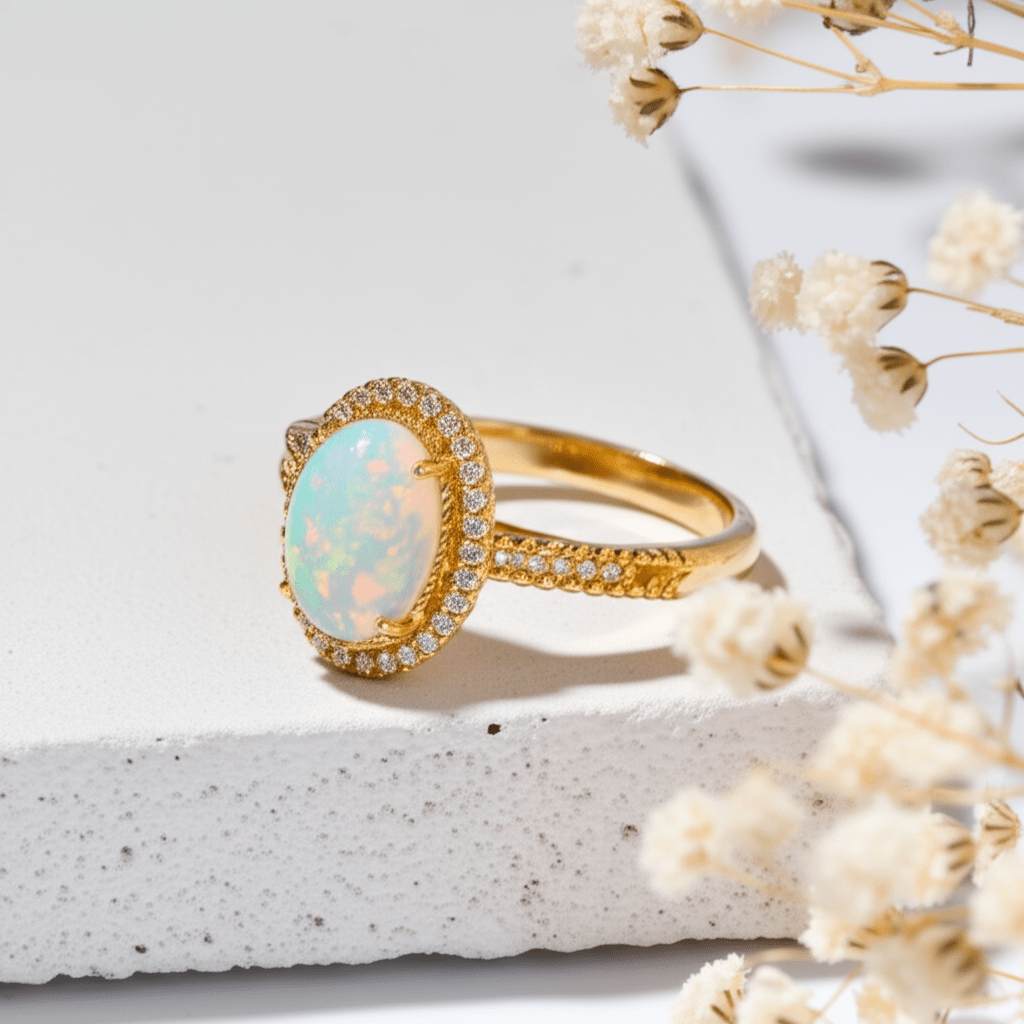 Gouden Ring Met Maansteen
